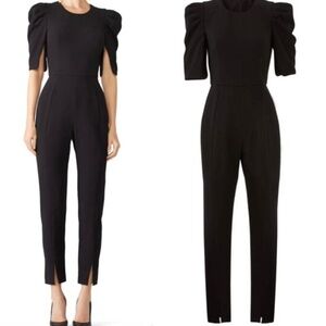 Black Halo Jumpsuit puff sleeve size 2